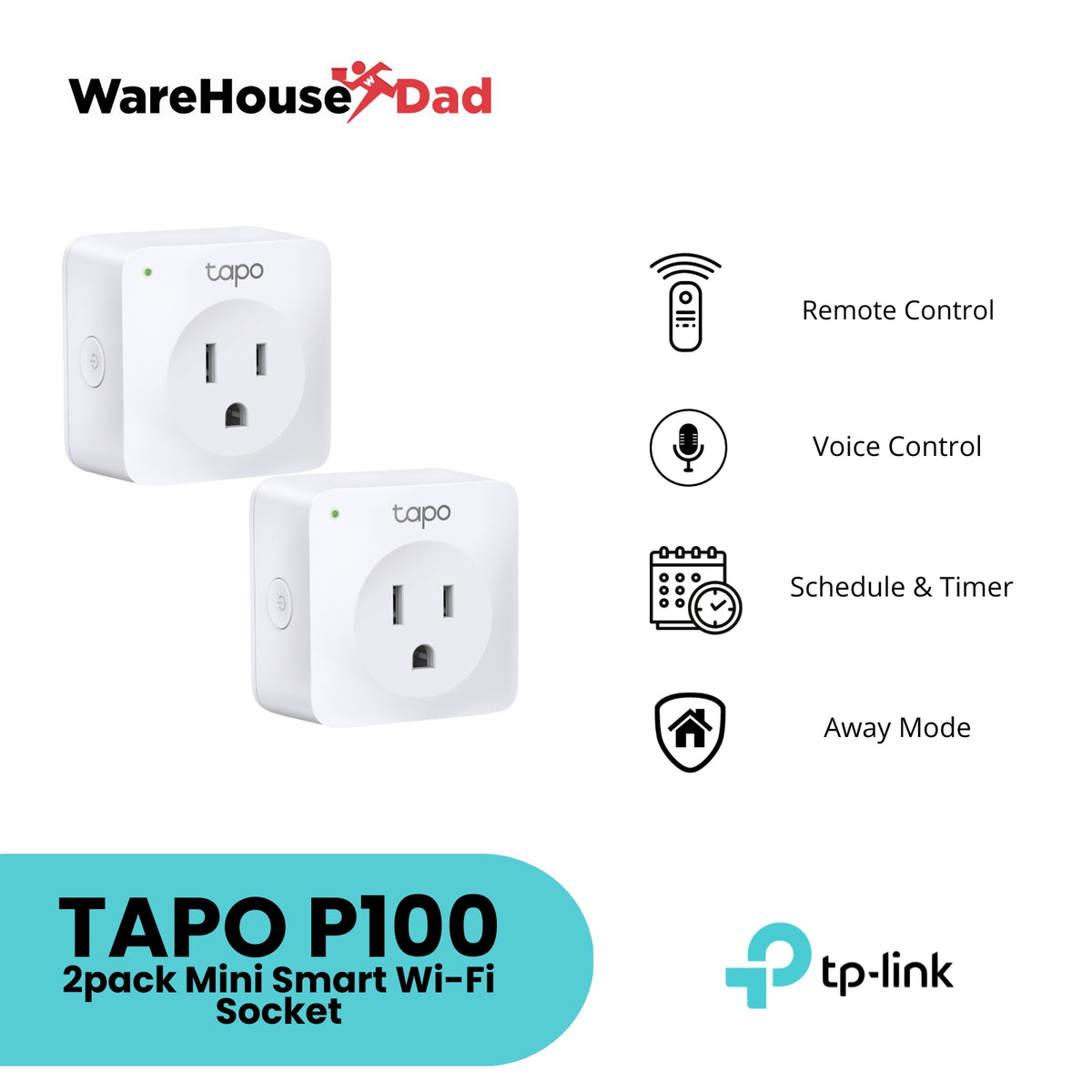 TP-Link Tapo P100 Mini Smart Wi-Fi Socket (2-pack) 