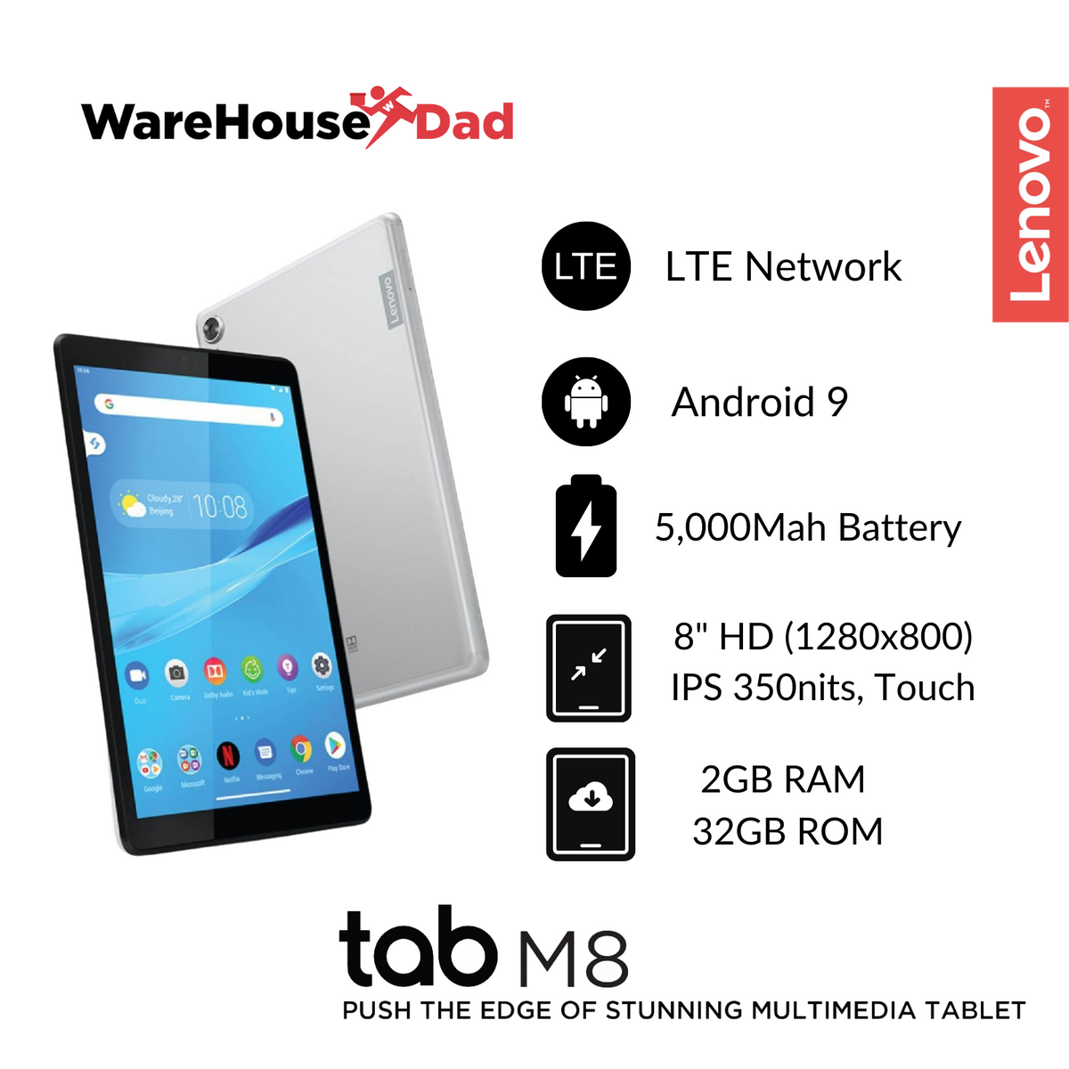 Lenovo Tab M8 HD (2nd Gen) 2GB+32GB – WarehouseDad