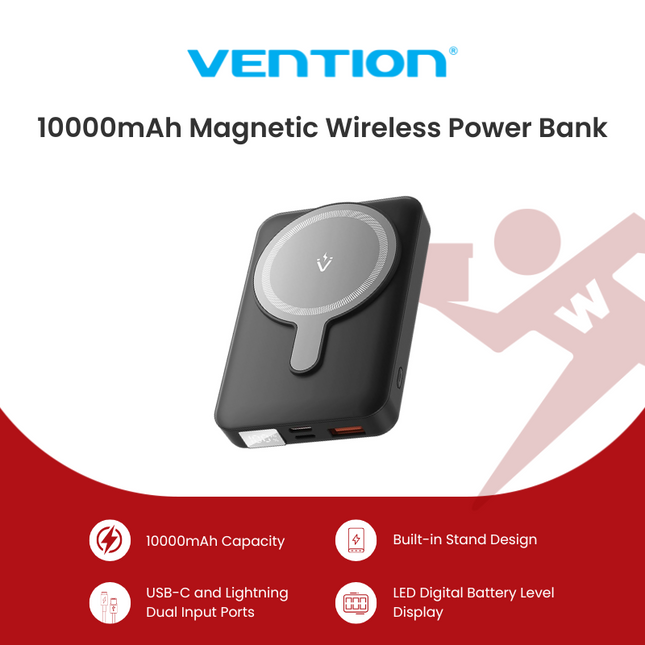 Vention 10000mAh Magnetic Wireless Power Bank 22.5W