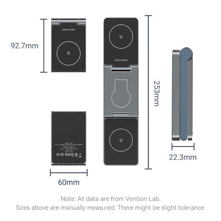 Vention 3‑in‑1 15W Wireless Charger Stand