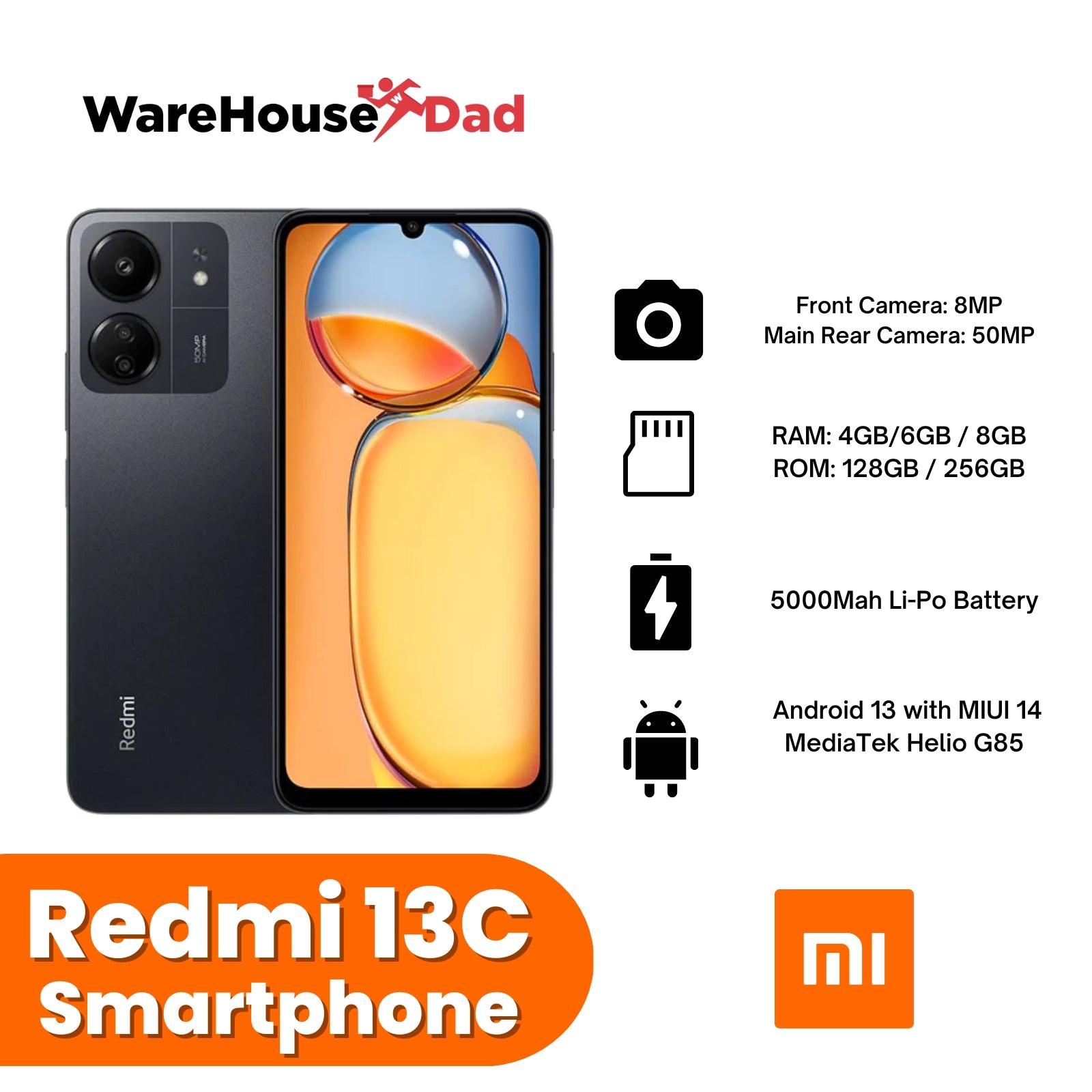 Xiaomi Redmi 13C 6GB+128GB  8GB+256GB Smartphone – WarehouseDad