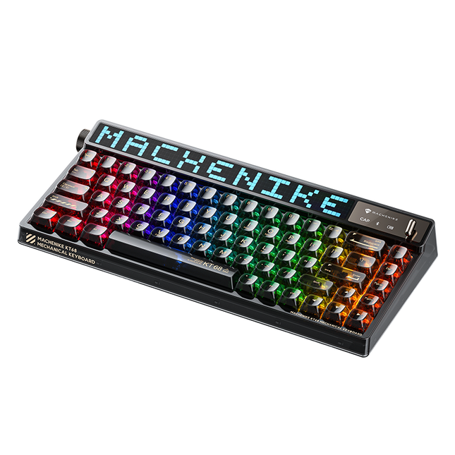 Machenike KT68 Pro Mechanical Keyboard with Screen Three Mode Black Gold Silver Switch