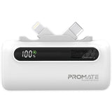 Promate PowerUp-Duo Ultra-Compact Fast Charging Power Bank with Dual foldable USB-C™ & Lightning Connectors