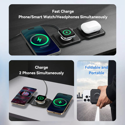 Vention 3-in-1 15W Wireless Charging Pad and LED Night Light Black