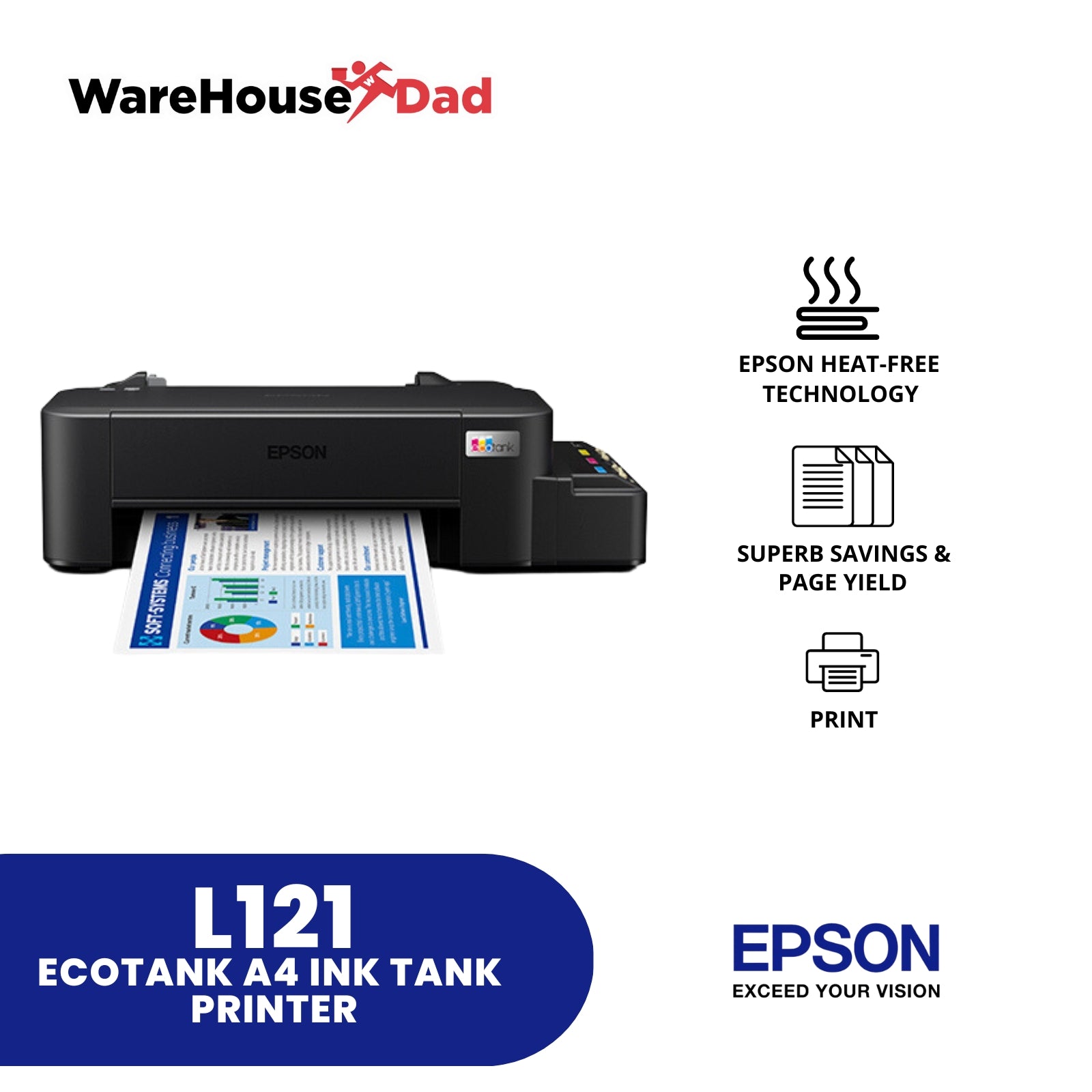 Epson EcoTank L121 Imprimante à réservoirs rechargeables (C11CD76413) - EVO  TRADING