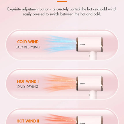 Gaabor Portable Blue Light Quick-Drying Pink Hair Dryer 4 Modes (GHD-N1000D)