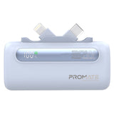 Promate PowerUp-Duo Ultra-Compact Fast Charging Power Bank with Dual foldable USB-C™ & Lightning Connectors