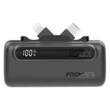 Promate PowerUp-Duo Ultra-Compact Fast Charging Power Bank with Dual foldable USB-C™ & Lightning Connectors