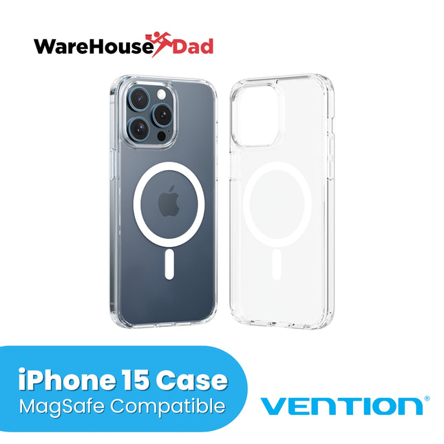 Vention Concise Impact Case for iPhone 15, iPhone 15 Plus, iPhone 15 Pro, iPhone 15 Pro Max with MagSafe Transparent