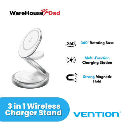 Vention 3-in-1 15W Wireless Charger Stand