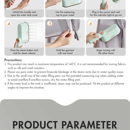 Gaabor Handheld Iron Steamer Dual Heat Core Strong Steam (HM-M01A)