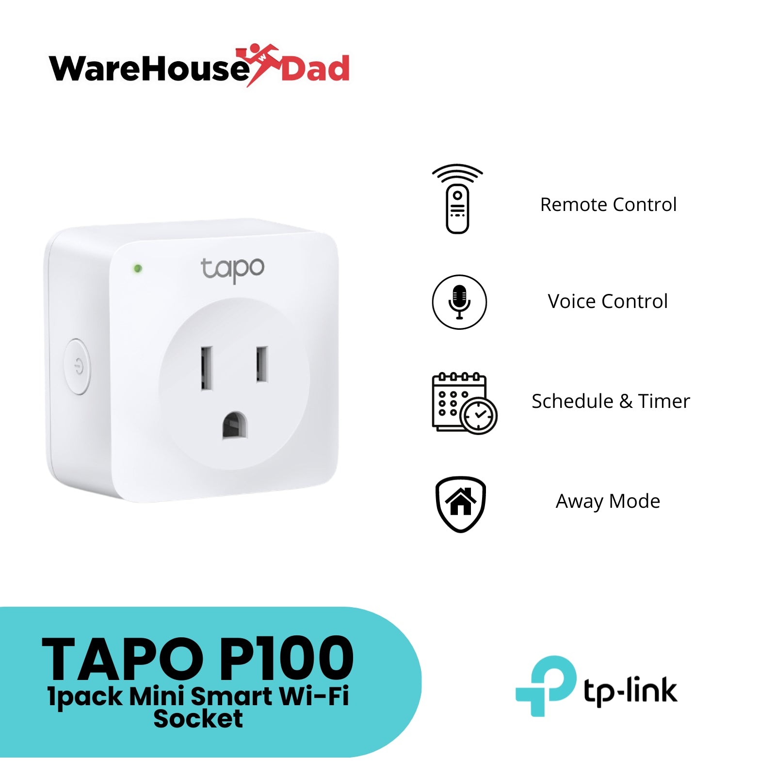 TP-Link Tapo P100 1-Pack Mini Smart Wi-Fi Socket – WarehouseDad