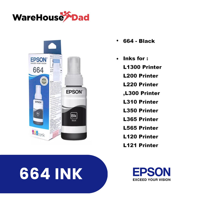 Epson 664 inks for L1300, L200, L220,L300, L310, L350, L365, L565, L120, L121 Printer