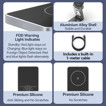 Vention 3‑in‑1 15W Wireless Charger Stand