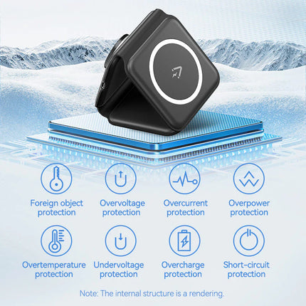 Vention 3-in-1 15W Wireless Charging Pad and LED Night Light Black