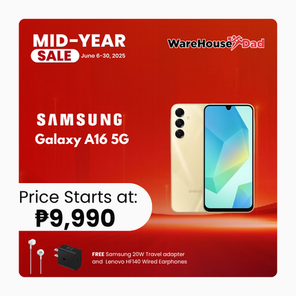 Samsung Galaxy A16 5G with Free Samsung 20W Travel adapter and  Lenovo HF140 Wired Earphones