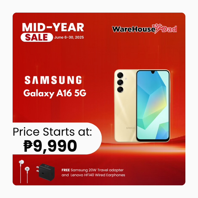 Samsung Galaxy A16 5G with Free Samsung 20W Travel adapter and  Lenovo HF140 Wired Earphones