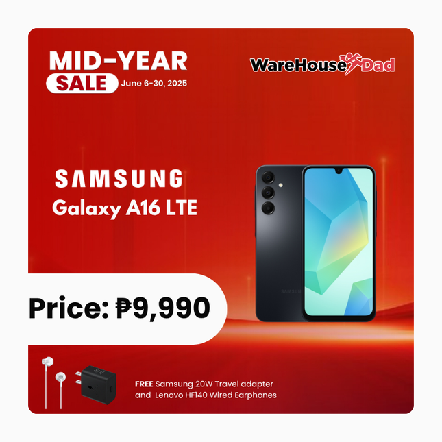 Samsung Galaxy A16 LTE with Free Samsung 20W Travel adapter and  Lenovo HF140 Wired Earphones