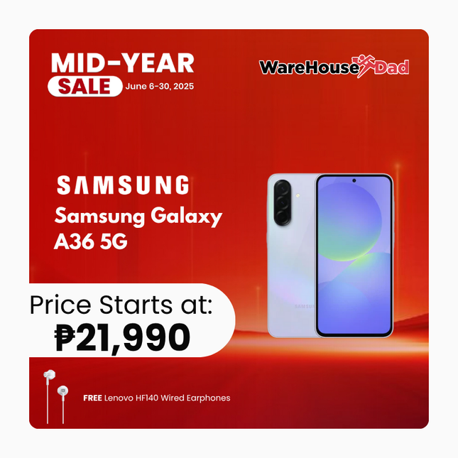 Samsung Galaxy A36 5G with Free Lenovo HF140 Wired Earphones