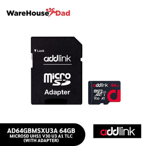 Addlink 64GB microSD UHS1 V30 U3 A1 TLC(With Adapter)