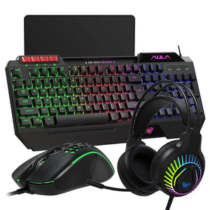 Aula T650 Wired Keyboard, Mouse, Headset, Mouse Pad  Combo