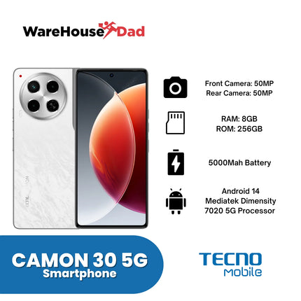 Tecno CAMON 30 5G Smartphone with FREE Lenovo HF130 Wired Earphone