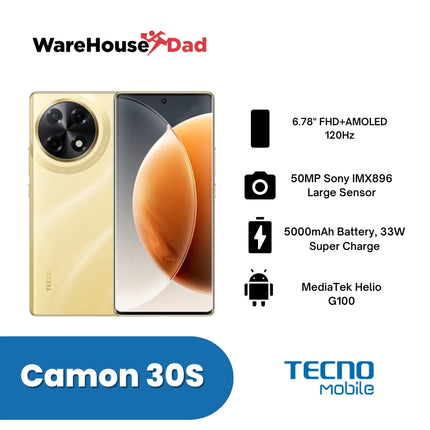 Tecno Camon 30s 8GB+256GB Smartphone with FREE Lenovo HF130 Wired Earphone