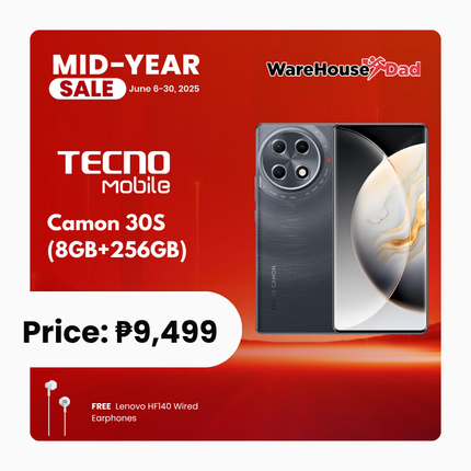 Tecno Camon 30s 8GB+256GB Smartphone with Free Lenovo HF140 Wired Earphone