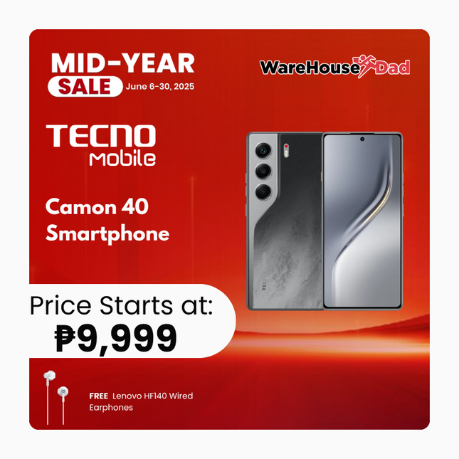 Tecno Camon 40 8GB+256GB Smartphone with Free Lenovo HF140 Wired Earphone
