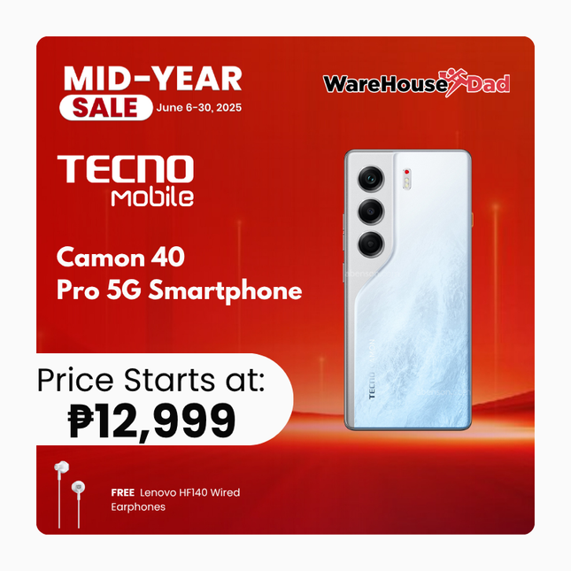 Tecno Camon 40 Pro 5G with Free Lenovo HF140 Wired Earphone