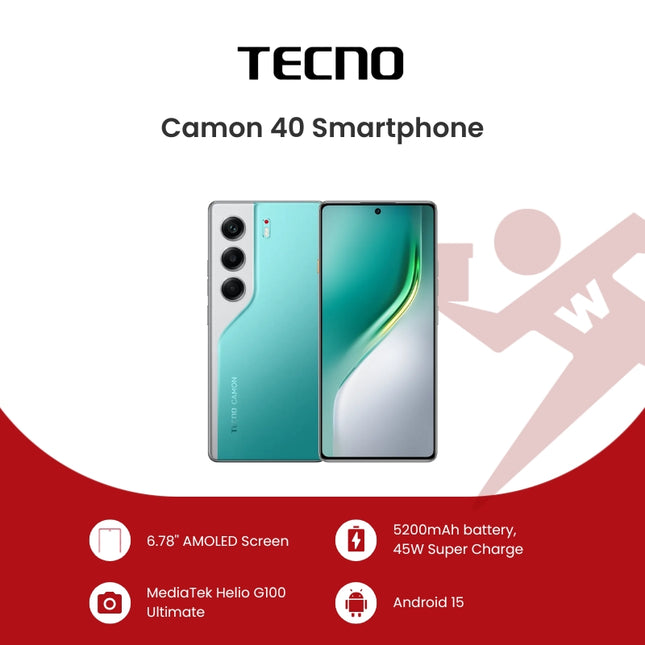 Tecno Camon 40 8GB+256GB Smartphone with FREE Lenovo HF130 Earphone