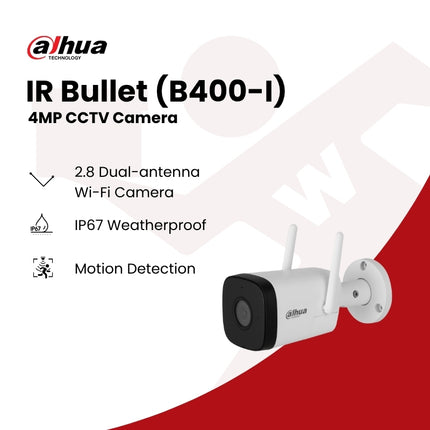Dahua IR Bullet (B400-I) 4MP IR Fixed-focal Wi-Fi Bullet Network Camera