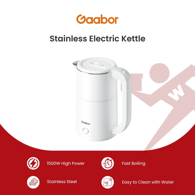 Gaabor Stainless Electric Kettle Fast Boiling With Anti-Burnout Protection (EK20M-WH02A)
