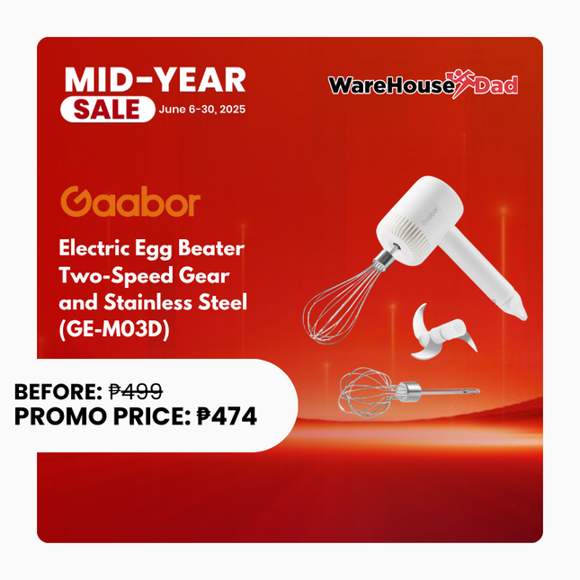 Gaabor Electric Egg Beater Two-Speed Gear and Stainless Steel (GE-M03D)