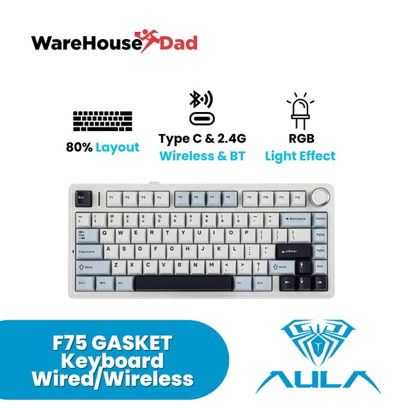 AULA F75 Tri-mode Fully Hot-Swappable Keys Mechanical Keyboard