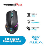 AULA F805 Wired Gaming Mouse Full color Breathing Optical Ergonomic