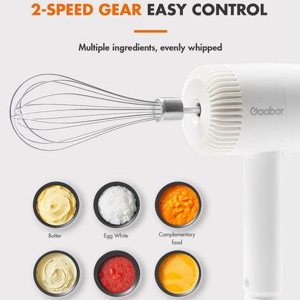 Gaabor Electric Egg Beater Two-Speed Gear and Stainless Steel (GE-M03D)