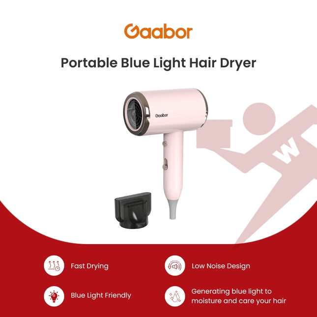 Gaabor Portable Blue Light Quick-Drying Pink Hair Dryer 4 Modes (GHD-N1000D)