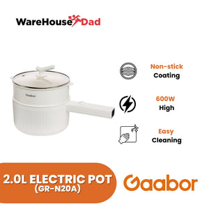 Gaabor Non-stick Electric Pot Large Capacity 2L Strong Power 600W Multi-purpose with Steamer (GR-N20A)