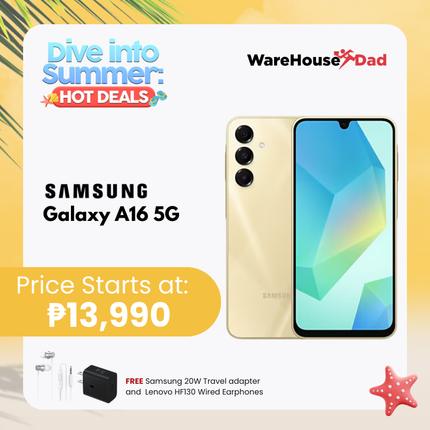 Samsung Galaxy A16 5G with Free Samsung Travel Adapter and Lenovo HF130 Earphones with Free Samsung Travel Adapter and Lenovo HF130 Earphones