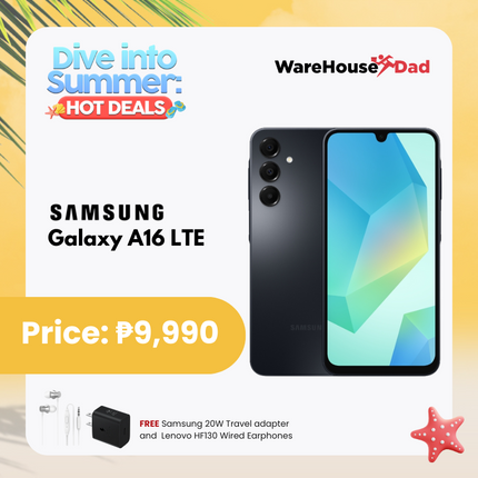 Samsung Galaxy A16 LTE with Free Samsung Travel Adapter and Lenovo HF130 Earphones