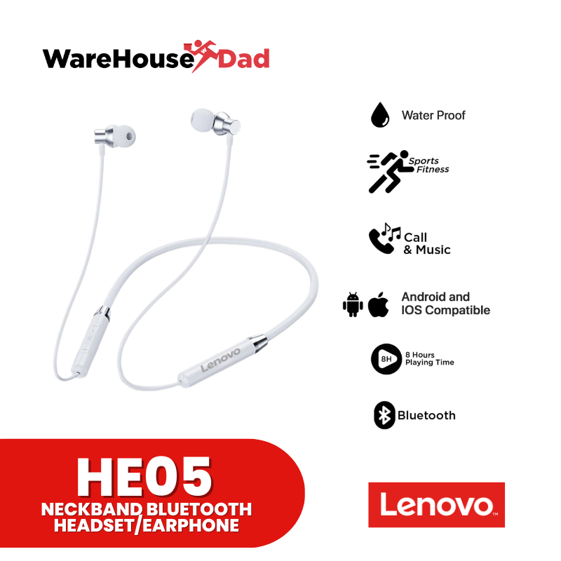 Lenovo HE05 Neckband Bluetooth Headset WarehouseDad