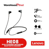 Lenovo HE08 Dual Dynamic Neckband Bluetooth Headset (Black)