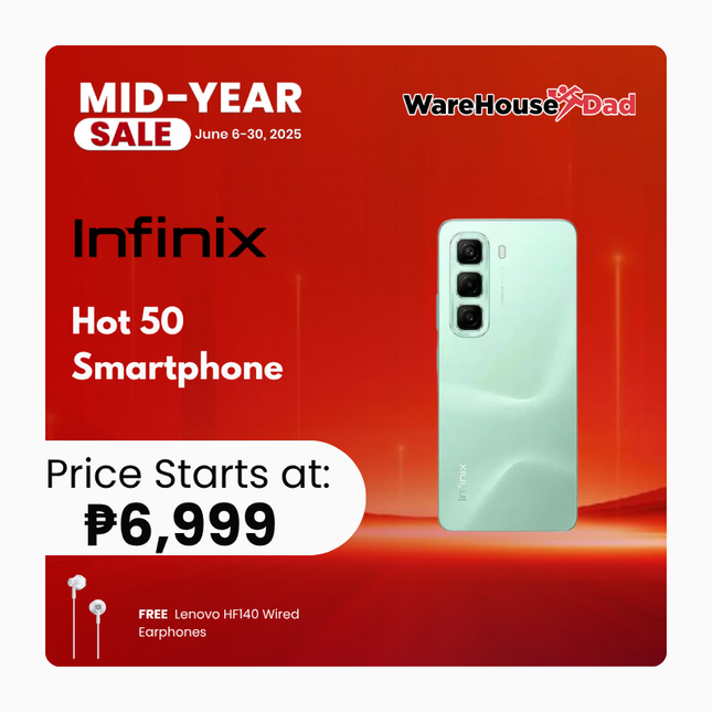 Infinix Hot 50 Smartphone with Free Lenovo HF140 Wired Earphone