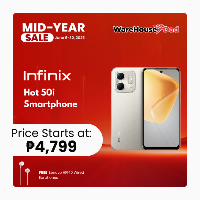 Infinix HOT 50i Smartphone with Free Lenovo HF140 Wired Earphone with Free Lenovo HF140 Wired Earphone