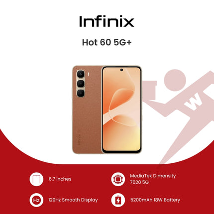 Infinix Hot 60 5G+ (8+256GB)  with FREE Lenovo HF130 Earphones