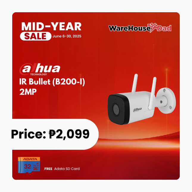 Dahua IR Bullet (B200-I) 2MP IR Fixed-focal WiFi Bullet Network Camera with FREE Adata SD Card