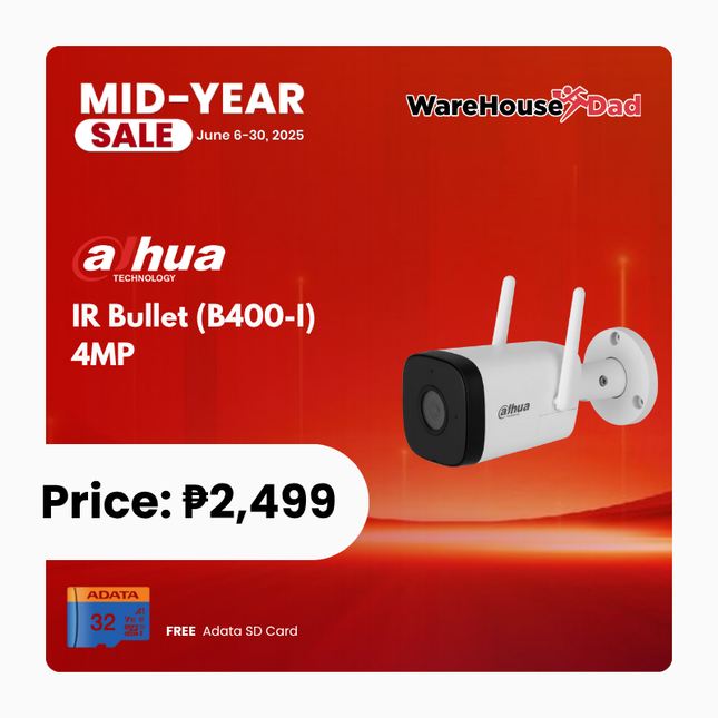 Dahua IR Bullet (B400-I) 4MP IR Fixed-focal Wi-Fi Bullet Network Camera with FREE Adata SD Card