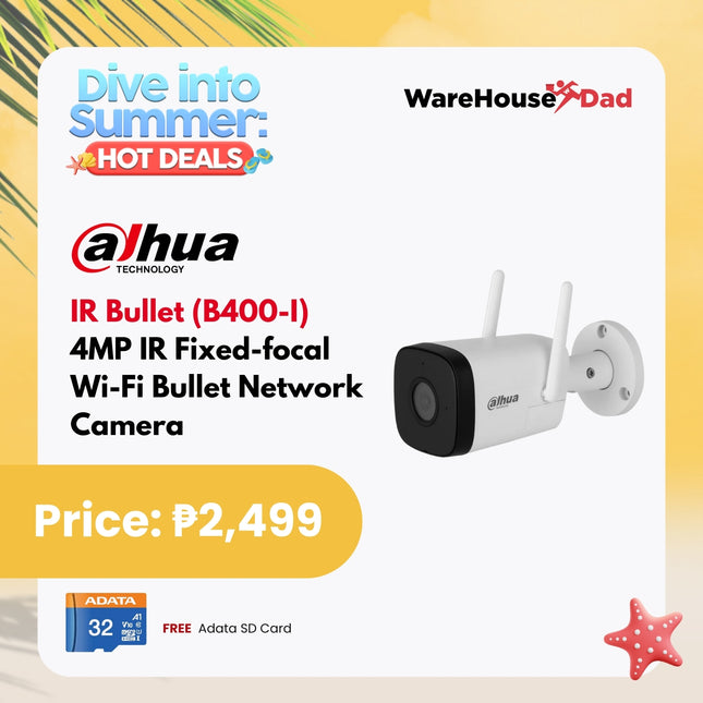 Dahua IR Bullet (B400-I) 4MP IR Fixed-focal Wi-Fi Bullet Network Camera with FREE Adata SD Card