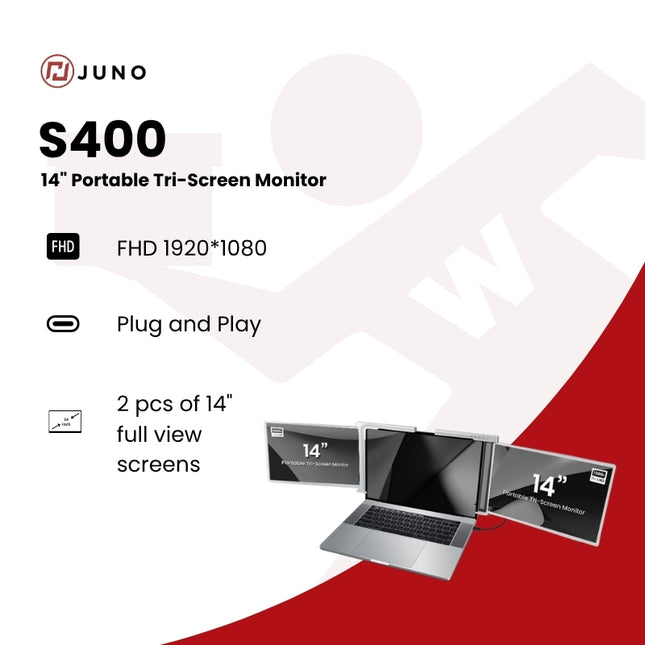 Juno S400 Portable Tri-Screen Monitor for Notebooks